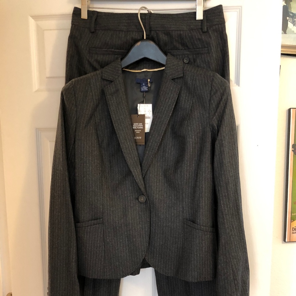 J. Crew Grey Pinstripe Pant Suit